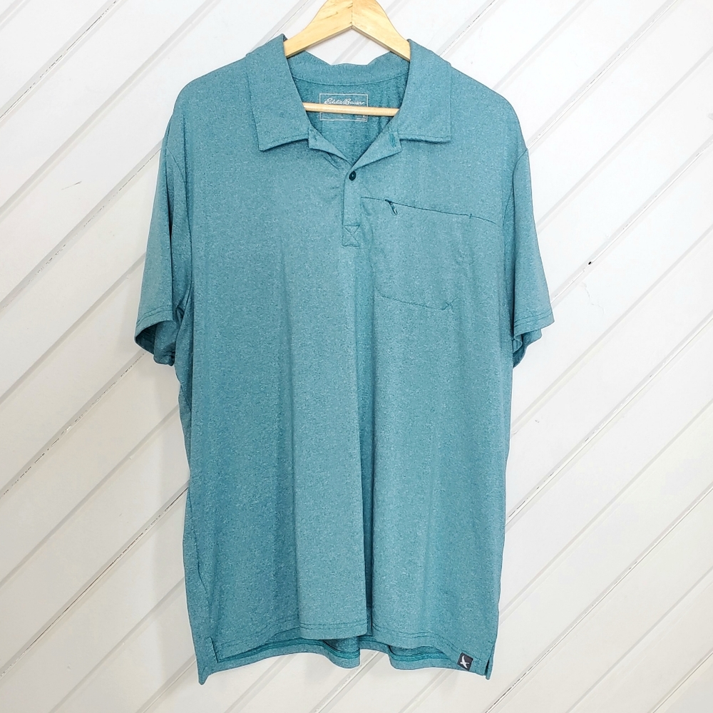 EDDIE BAUER FreeDry Heathered Teal Polo